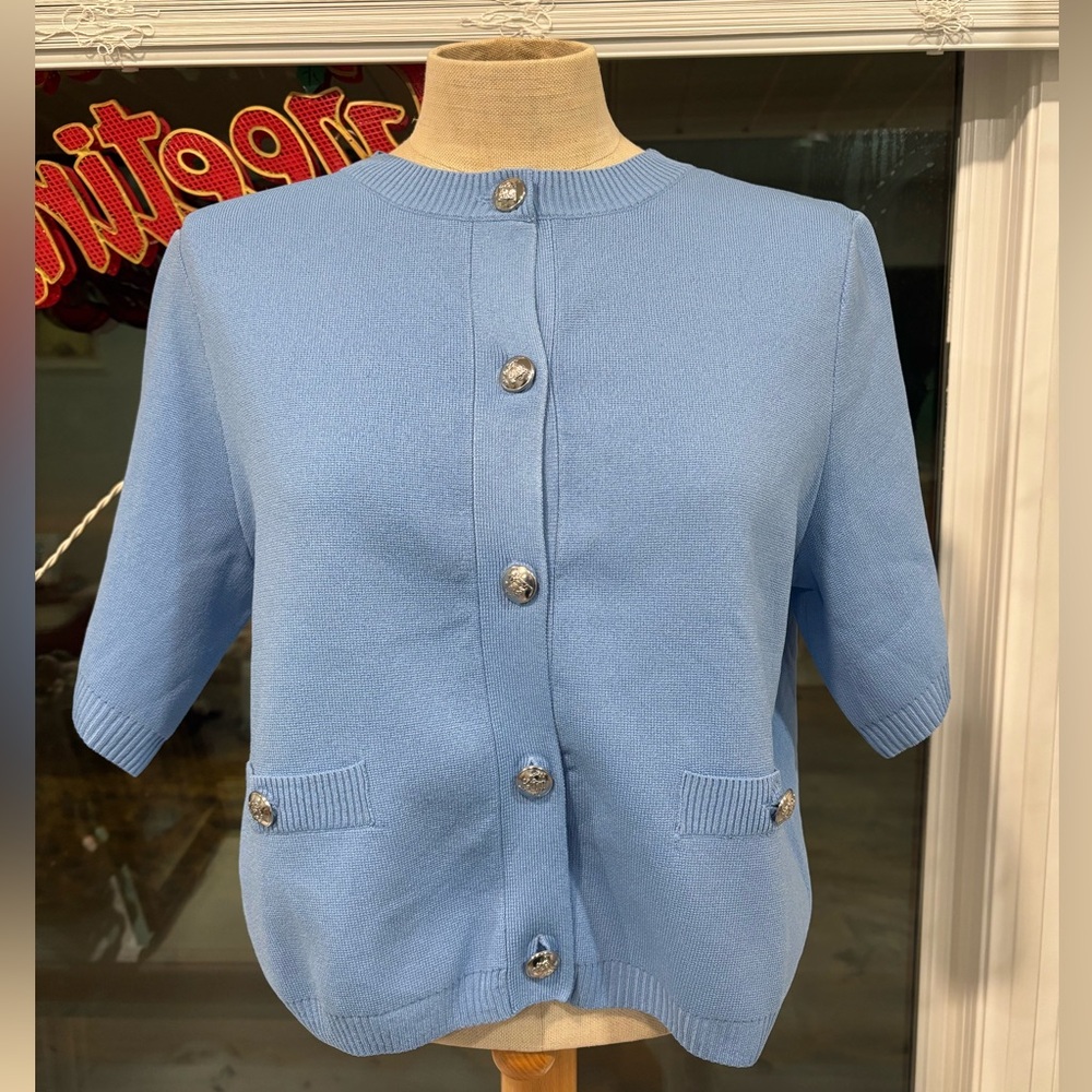 H&M Blue Knit Button Cardigan (Size M)
